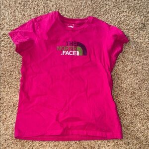 The North Face Girls' Bright Pink Logo Short Sleeve Tee size 7/8